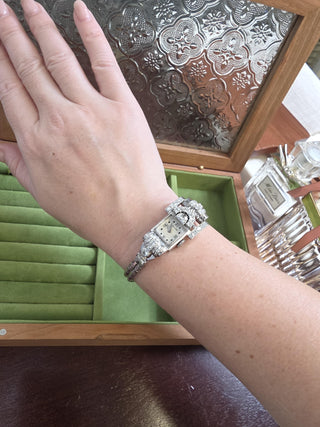 Antique 1940's 4.25 Carats Diamond Hamilton Cocktail Watch 14K White Gold