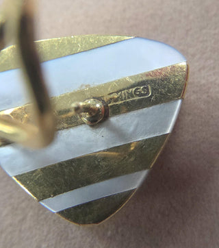Angela Cummings for Tiffany Striped Mother of Pearl 18K Gold Earrings