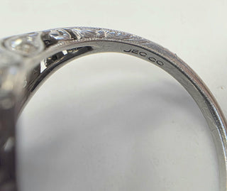 J.E Caldwell Sapphire & 1.10ct Old European Cut Diamond Art Deco Platinum Ring