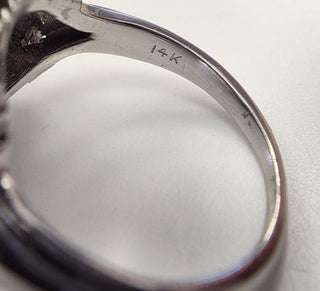 Vintage 5 Carats Black Star Sapphire 3 Stone Diamond Cocktail Ring