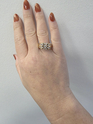 Vintage Starburst 14K Gold 1.45 Carats Diamond Channel Set Ring