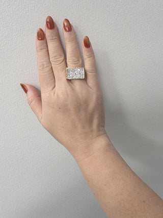 Vintage 14K Gold 1 .25 Carat Diamond Chunky Two Tone Gold Nugget Ring