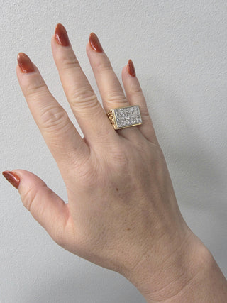 Vintage 14K Gold 1 .25 Carat Diamond Chunky Two Tone Gold Nugget Ring