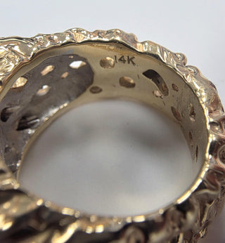 Vintage 14K Gold 1 .25 Carat Diamond Chunky Two Tone Gold Nugget Ring