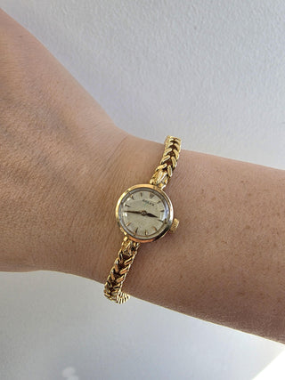 Vintage Rolex Ladies 18K Gold Cocktail Watch on Solid Gold Bracelet