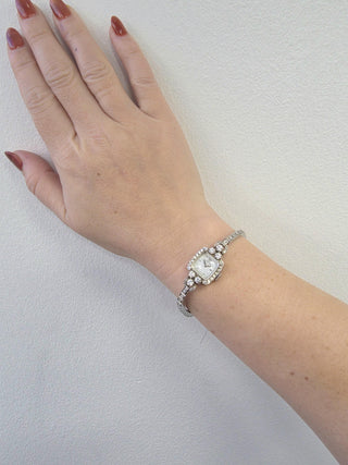 Vintage Lady Hamilton 1.25 Carats Diamonds Tonneau Shape Cocktail Watch 14K Gold