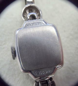 Vintage Lady Hamilton 1.25 Carats Diamonds Tonneau Shape Cocktail Watch 14K Gold