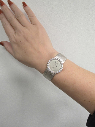 Vintage Rolex Cellini 18K White Gold 2.50 Carats Diamond Set Oval Wristwatch