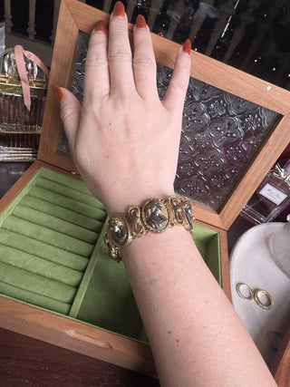 Antique Silver and Repousse Cameo Bracelet