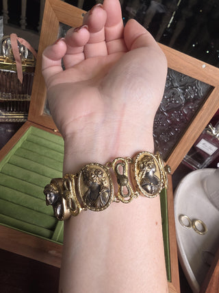 Antique Silver and Repousse Cameo Bracelet