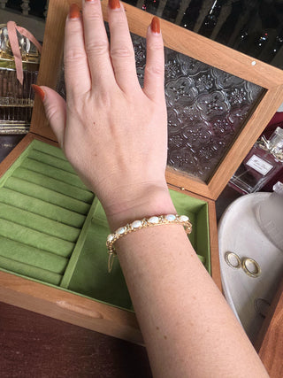 Vintage Australian Opal & Diamond Bangle Bracelet  14K Yellow Gold