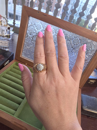 Vintage 14K 2 Tone Gold 0.50 Carats Diamond Cocktail Dome Ring