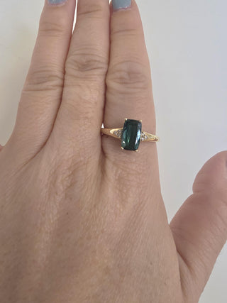 Vintage 14K Gold 1.30 Carat Indicolite Tourmaline and Diamond Ring