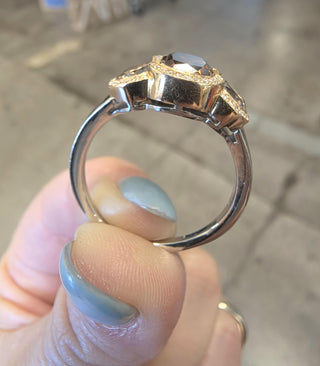 Estate 18K Gold 3.54 Carats Chocolate and Cognac and White Diamond Ring