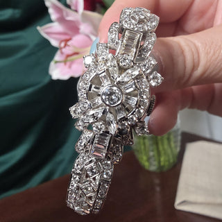Vintage Platinum  Girard Perregaux Ladies Hidden Watch Diamond Bracelet