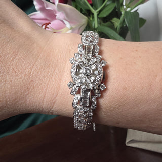 Vintage Platinum  Girard Perregaux Ladies Hidden Watch Diamond Bracelet