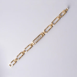 Vintage 1.25 Carats Diamond ID Bar Bracelet 14K Yellow Gold