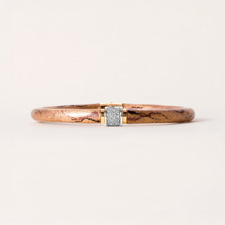 18K Gold Soho Diamond and Rose Gold Enamel Hinge Bangle