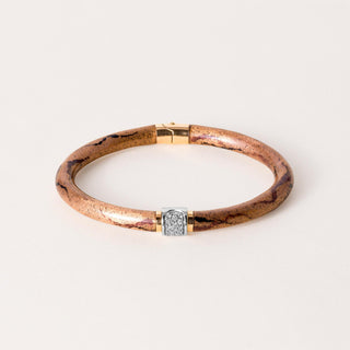 18K Gold Soho Diamond and Rose Gold Enamel Hinge Bangle
