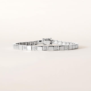14K White Gold 0.45 Carats Diamond Square Panel Bracelet