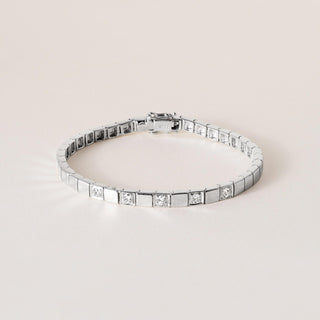 14K White Gold 0.45 Carats Diamond Square Panel Bracelet