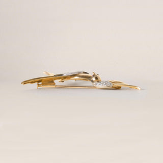 Vintage Italian Diamond Phoenix Bird Brooch 18k and Platinum