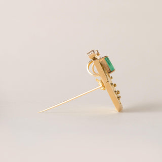 Vintage 18K Gold Colombian Emerald Pendant Brooch