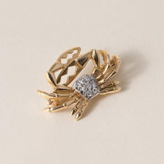 18K Vintage Diamond Crab with Large Claws Brooch