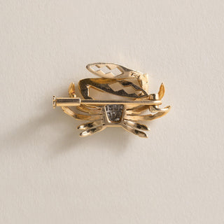18K Vintage Diamond Crab with Large Claws Brooch