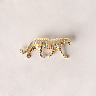 Estate  Modernist Tiger Brooch 14K Yellow Gold