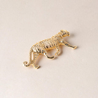 Estate  Modernist Tiger Brooch 14K Yellow Gold