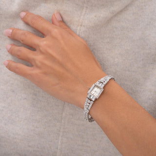 Vintage Hamilton 6 Carats Diamond Platinum Bracelet Cocktail Watch