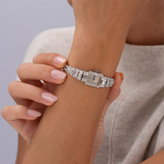 Vintage Hamilton 6 Carats Diamond Platinum Bracelet Cocktail Watch