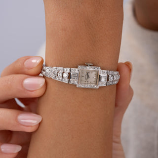 Vintage Hamilton 6 Carats Diamond Platinum Bracelet Cocktail Watch