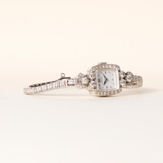 Vintage Lady Hamilton 1.25 Carats Diamonds Tonneau Shape Cocktail Watch 14K Gold