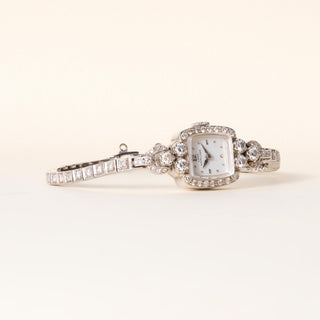 Vintage Lady Hamilton 1.25 Carats Diamonds Tonneau Shape Cocktail Watch 14K Gold