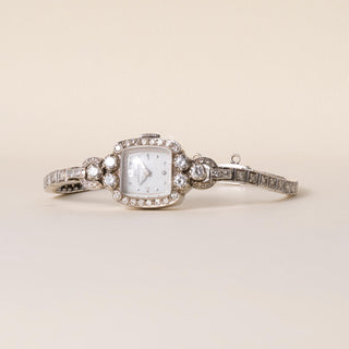 Vintage Lady Hamilton 1.25 Carats Diamonds Tonneau Shape Cocktail Watch 14K Gold