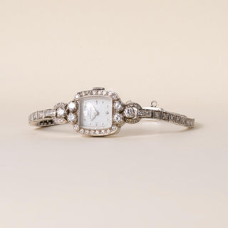 Vintage Lady Hamilton 1.25 Carats Diamonds Tonneau Shape Cocktail Watch 14K Gold