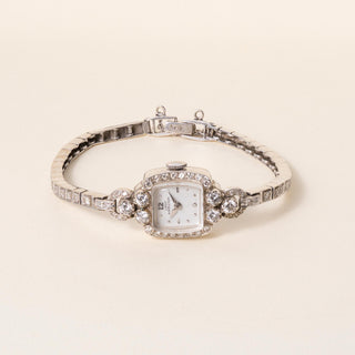 Vintage Lady Hamilton 1.25 Carats Diamonds Tonneau Shape Cocktail Watch 14K Gold