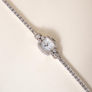 Vintage Lady Hamilton 1.25 Carats Diamonds Tonneau Shape Cocktail Watch 14K Gold