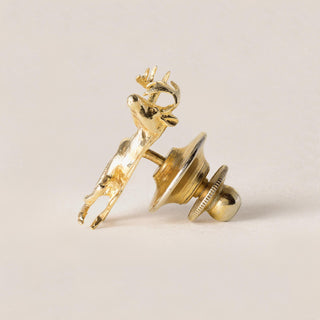 Vintage 14K Gold Diamond Deer Brooch Pin