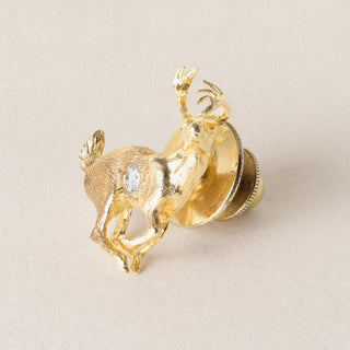 Vintage 14K Gold Diamond Deer Brooch Pin