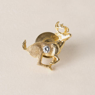 Vintage 14K Gold Diamond Deer Brooch Pin