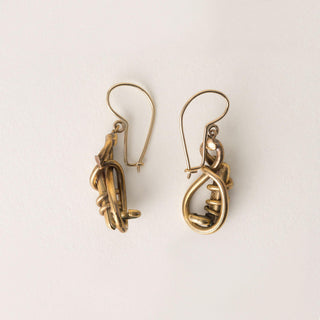 Victorian 9K Gold Earrings Enamel Dangle Earrings