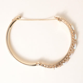 Vintage Australian Opal & Diamond Bangle Bracelet  14K Yellow Gold
