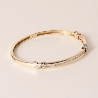 Vintage 14K Gold Channel Set 0.50 Carats Diamond X Bangle