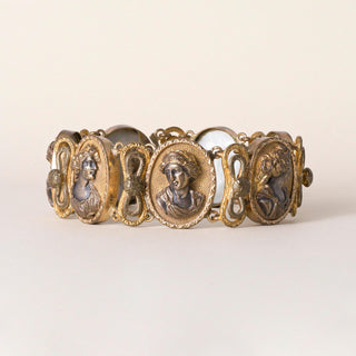 Antique Silver and Repousse Cameo Bracelet