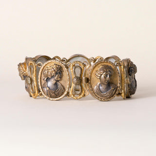 Antique Silver and Repousse Cameo Bracelet