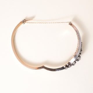 Antique French Napoléon III 2.50 Carats Diamond Cuff Bangle Rose Gold & Silver