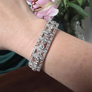 Antique Art Deco Platinum 9 Carat Old European Cut Diamond Bracelet